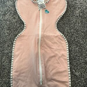 Love to Dream Pink Swaddle with Gray Trim